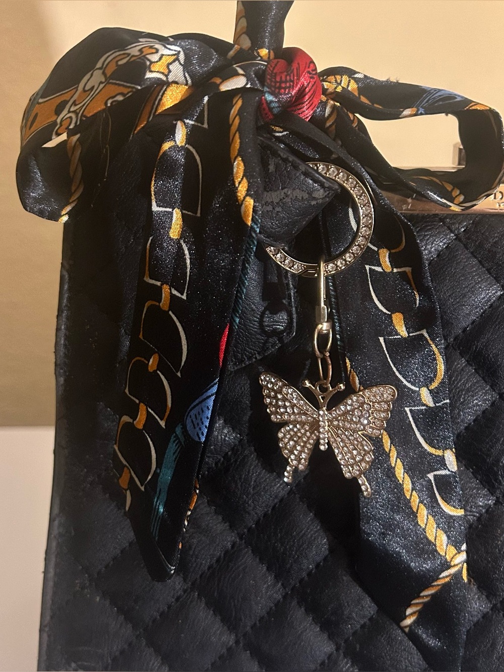 2 Twilly Satin Women Handbag Headband Scarf Black Gold Blue